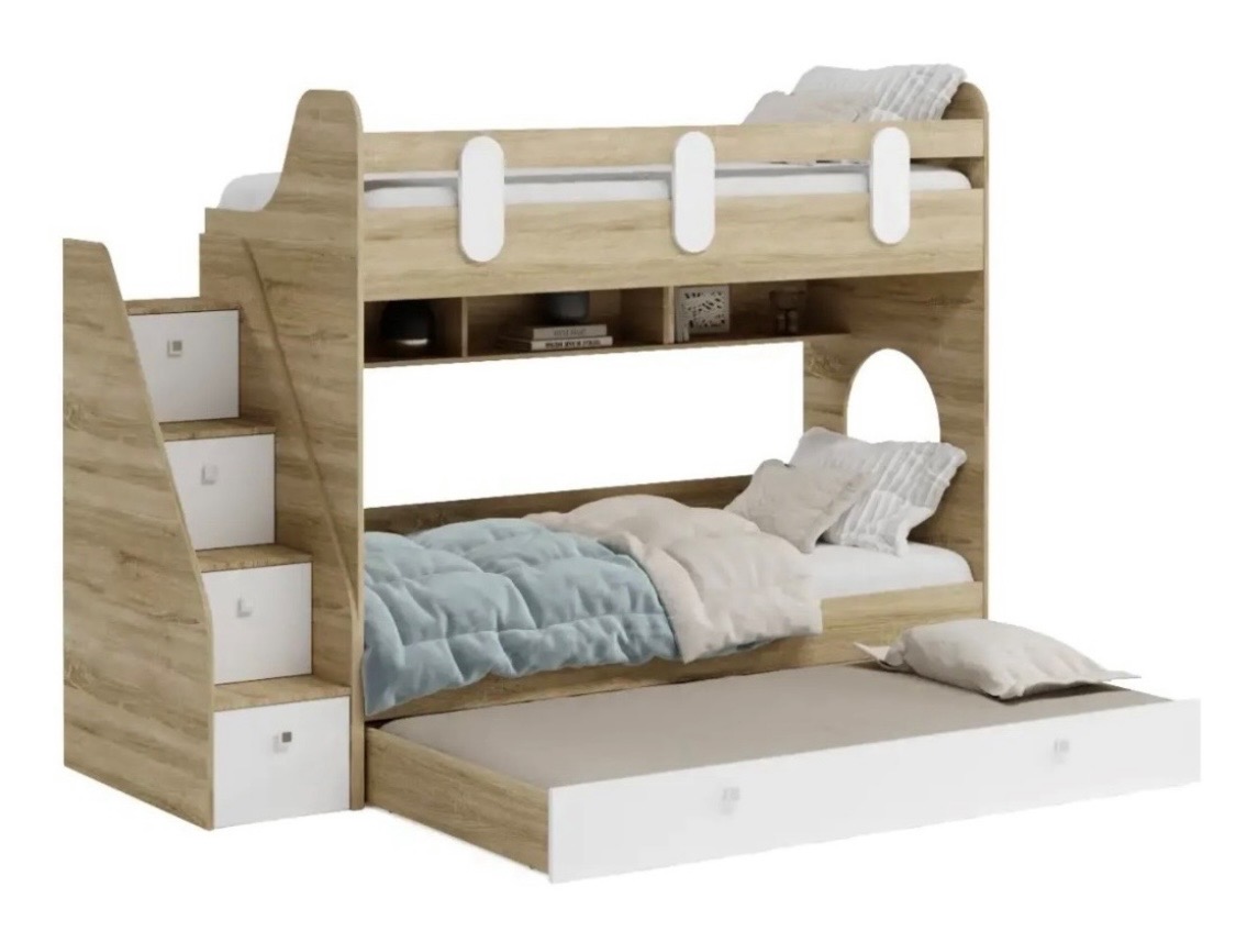 Кровать Фортуна-3 (дуб сонома + белый) 190х80