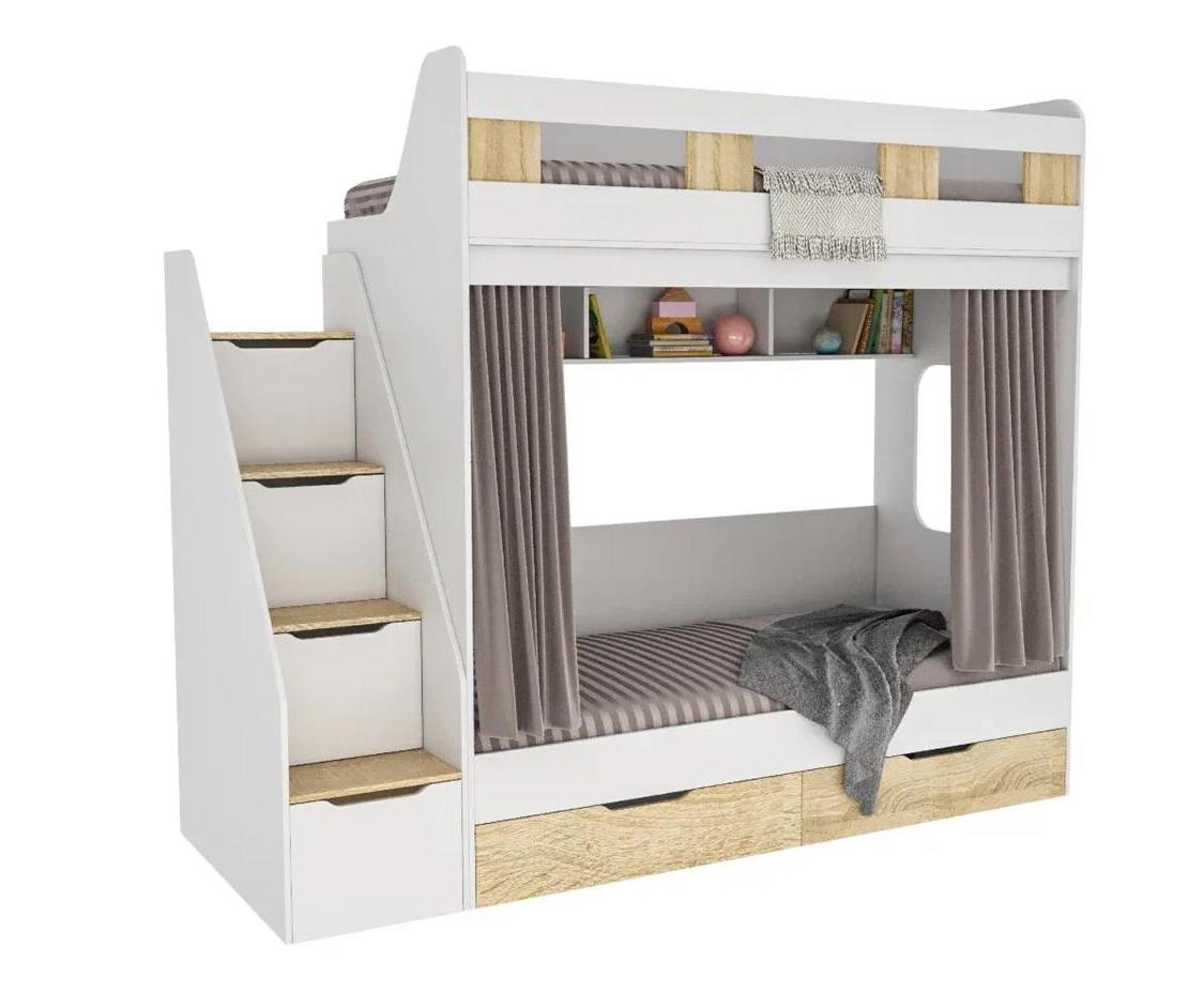 Двухъярусная кровать Твинс 190х90 (белый+дуб сонома)