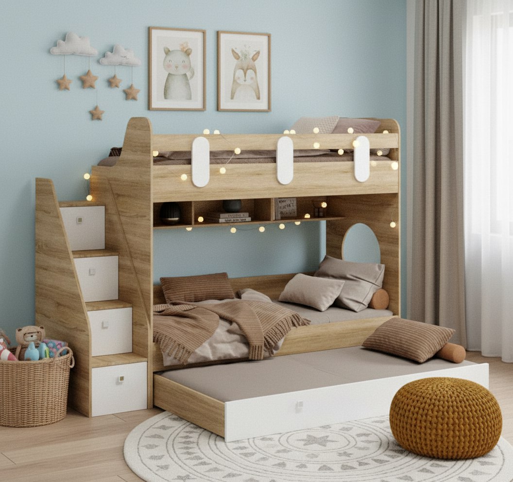 Кровать Фортуна-3 (корпус дуб сонома + фасады белые) 190х80