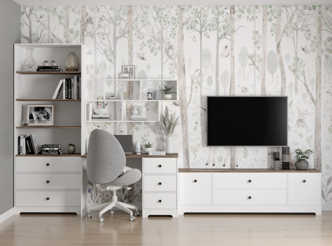 Комплект мебели Норд Каньон (стол + тумба + полка + стеллаж) 