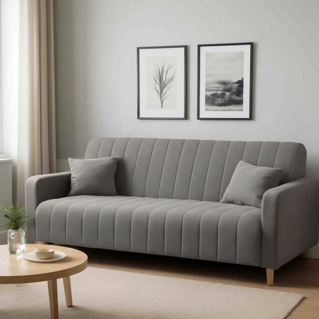 Диван раскладной Сэнд 120х190 с ящиком (велюр серый)