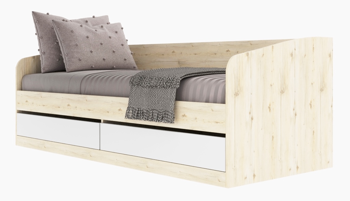 Кровать Джуни 180х80 с ящиками (гаскон пайн + белый)