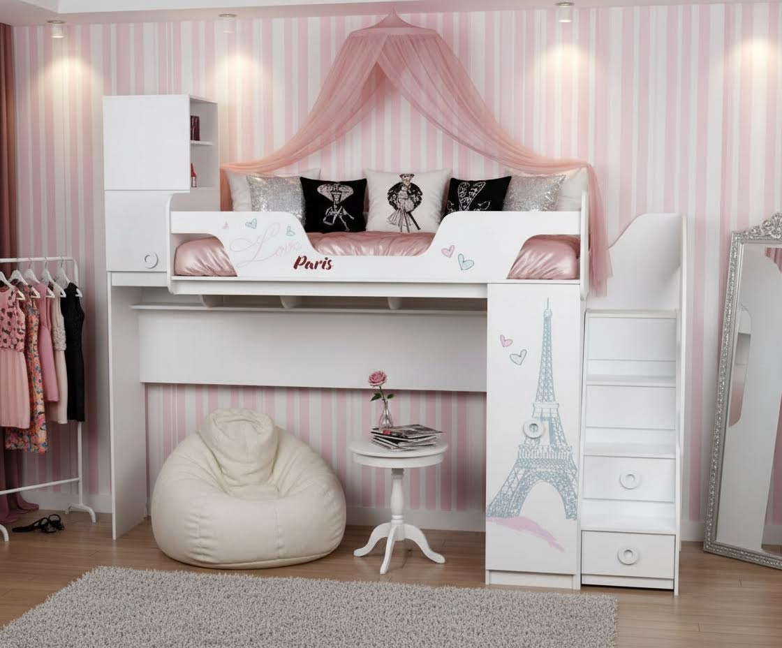 Кровать-чердак 190х80 коллекции Модница New 