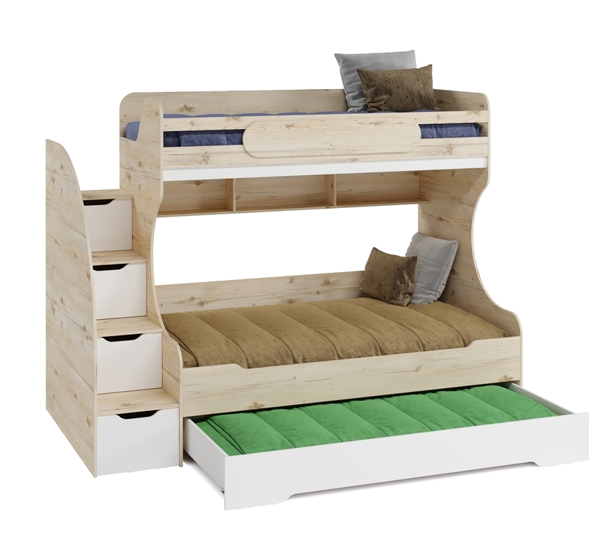 Кровать двухъярусная Биг (гаскон пайн + белый) 120х200 