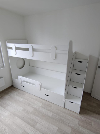 Двухъярусная кровать Фортуна (серебро+белый) 180*80 от Династия Kids