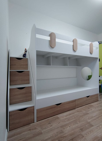 Кровать Фортуна (гаскон пайн + белый)  от Династия Kids