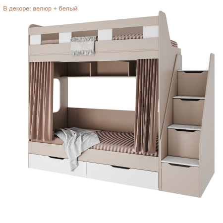Кровать 2-х ярусная Твинс 190х90 (дуб золотистый + белый) от Династия Kids