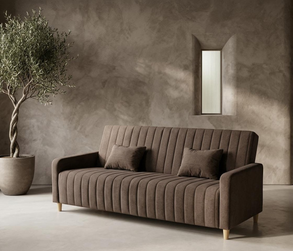 Диван раскладной Сэнд 120х190 с ящиком (велюр серый)