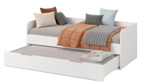Кровать Дабл с выкатным спальным местом 190х90 + 180х80 (дуб сонома + белый) от Династия Kids