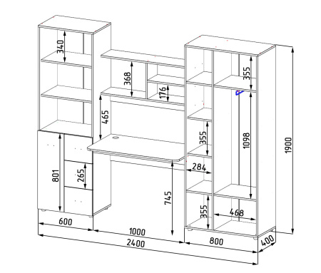 Уголок Д-5 коллекции Юниор (дуб сонома+белый) от Династия Kids