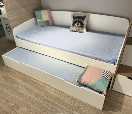 Кровать выдвижная Двушка (дуб сонома + белый) 190х90 от Династия Kids