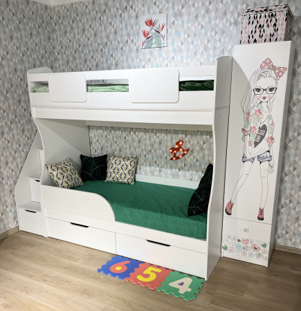 Двухъярусная кровать Дуэт 180х80  с бортиком от Династия Kids