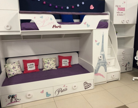 Двухъярусная кровать коллекции Модница 190х80 + 190х90  от Династия Kids