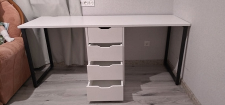 Стол Дуэт 2000 мм (белый + опоры черные). Столешница 22 мм от Династия Kids