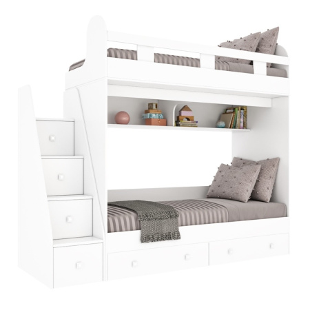 Двухъярусная кровать Юниор-2 (цвет белый) 190х80 от Династия Kids