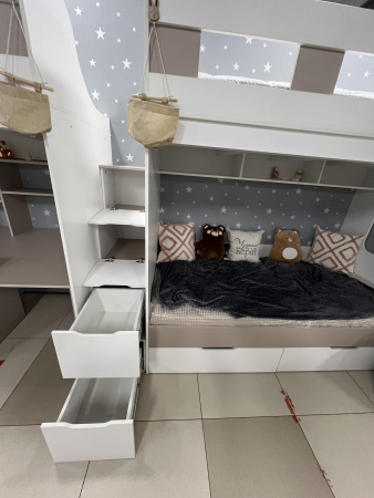 Кровать Квартет 190х90 + шкафы (цвет белый)