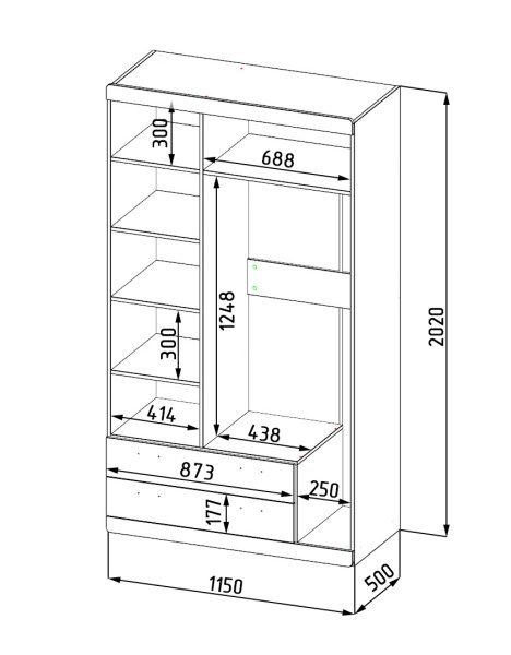 Шкаф-2 коллекции Формат  от Династия Kids