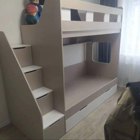 Двухъярусная кровать Твинс 190х90 (дуб сонома + белый) от Династия Kids