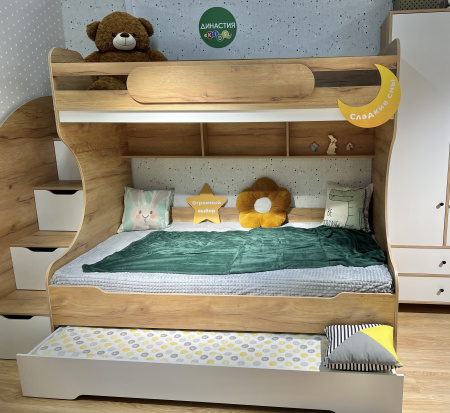 Кровать БИГ 120х200 (бетон пайн + белый) от Династия Kids