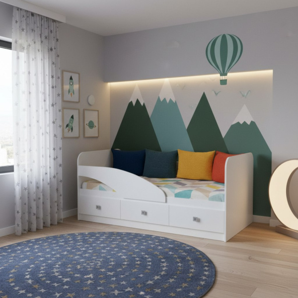 Кровать 160х80 Умка-5 с бортиком и ящиками 