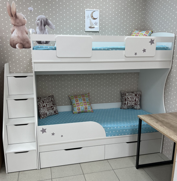 Двухъярусная кровать Дуэт 180х80  с бортиком от Династия Kids