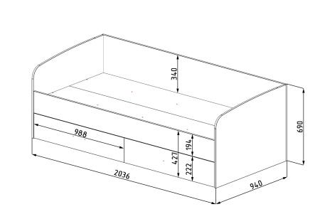 Кровать коллекции Твой Стиль New 200х90 (прямая спинка) от Династия Kids
