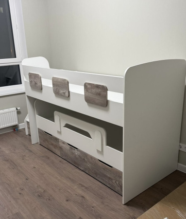 Кровать двухъярусная Городок (бетон пайн + белый) от Династия Kids