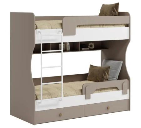 Кровать 2-х ярусная Омега (велюр + белый) 190х80 от Династия Kids