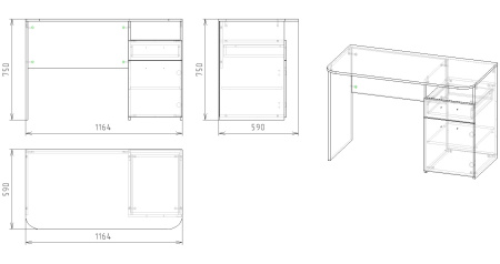 Стол 1164 мм коллекции Гранд от Династия Kids