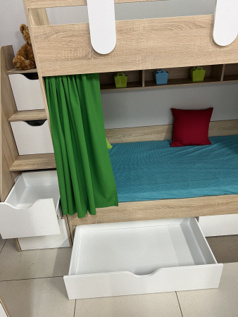 Кровать 2-х ярусная Фортуна (дуб сонома + белый)  от Династия Kids