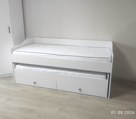 Выдвижная 2-х ярусная кровать 200х90 Портал (цвет белый) от Династия Kids