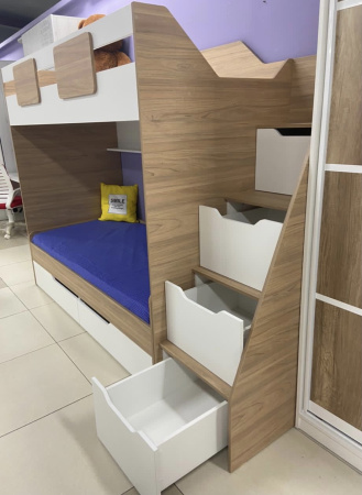 Комплект мебели: кровать-чердак Мозаика + Стеллаж универсальный  от Династия Kids