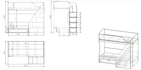 Двухъярусная кровать Умка-3 (цвет белый) 190х80 от Династия Kids
