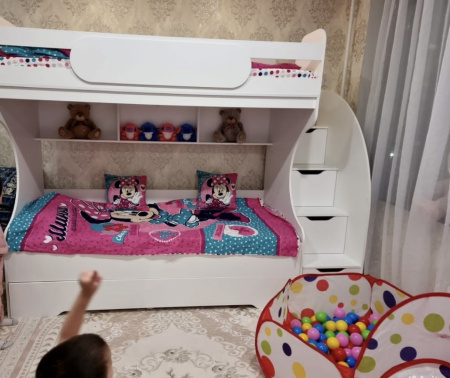 Кровать двухъярусная БИГ 90х200 с доп. спальным местом (цвета разные) от Династия Kids