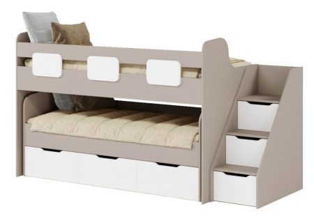 Двухъярусная кровать Городок (цвет белый) 190х90 + 180х80 от Династия Kids