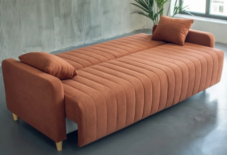 Диван раскладной Сэнд 120х190 с ящиком (велюр серый)