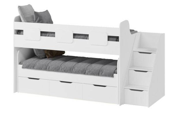 Двухъярусная кровать Городок (цвет белый) 190х90 + 180х80 от Династия Kids
