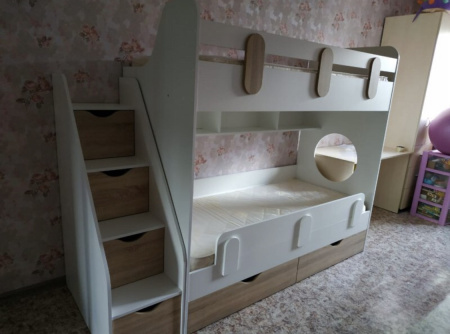 Двухъярусная кровать Фортуна 180х80 (цвет белый) от Династия Kids