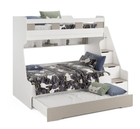 Кровать РУМ 120х200 (корпус дуб золотистый + фасады белые)