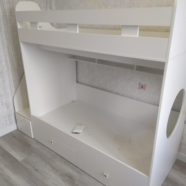 Кровать 160х80 двухъярусная Юниор-1 (цвет белый) от Династия Kids