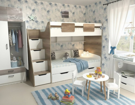 Кровать выдвижная Двушка (цвет: белый) 190х90 от Династия Kids