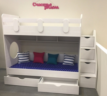 Кровать 2-х ярусная Фортуна (дуб сонома + белый)  от Династия Kids