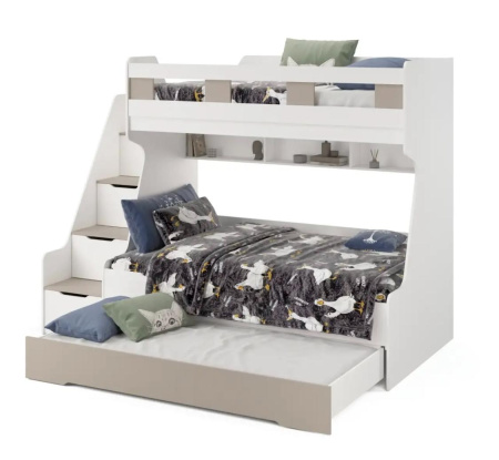 Кровать РУМ 120х200 с доп.спальным местом (корпус белый + фасады велюр)