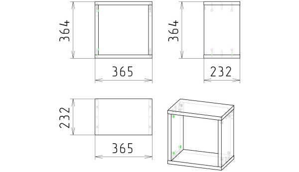 Полка (толщина 22 мм). Куб-1 ширина 365 мм от Династия Kids