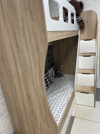 Кровать 2-х ярусная Умка-6 (дуб сонома+белый) 190х80  от Династия Kids