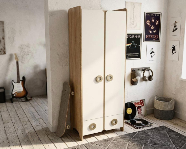 Шкаф для одежды коллекции Юниор (дуб сонома + белый)