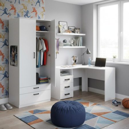 Стол угловой коллекции Престиж с 3 ящиками  от Династия Kids