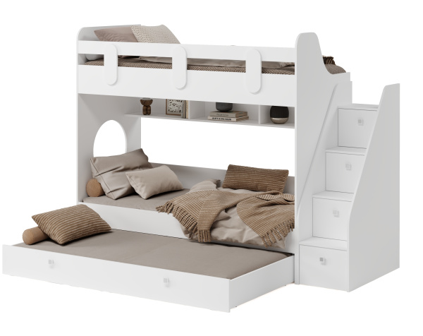 Двухъярусная кровать Фортуна-3 (цвет белый) 190х80 от Династия Kids
