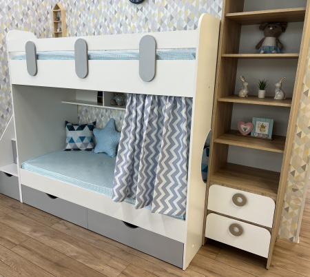 Двухъярусная кровать Фортуна (серебро+белый) 180*80 от Династия Kids