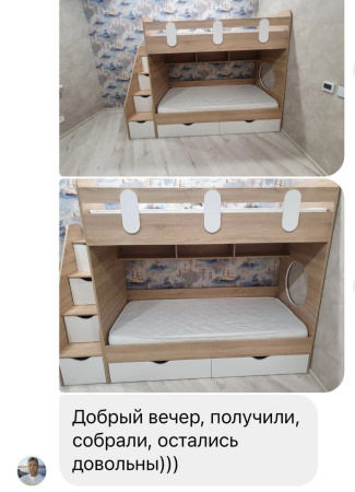 Двухъярусная кровать Фортуна 180х80 (дуб сонома + белый) от Династия Kids